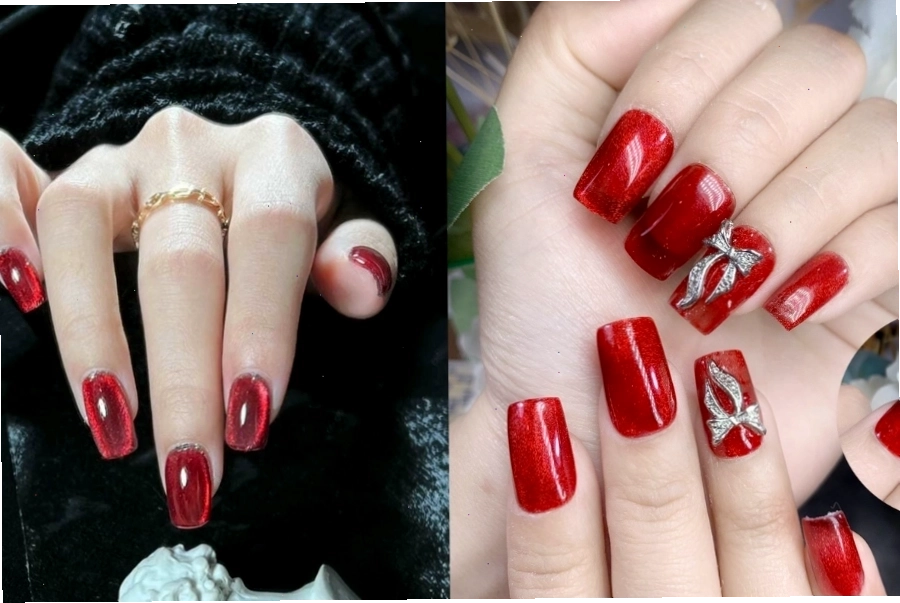 Móng mắt mèo tông đỏ rực rỡ, tràn đầy may mắn