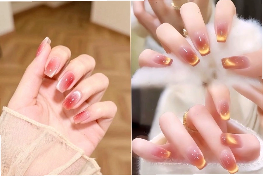 Móng mắt mèo với hiệu ứng ombre nhẹ nhàng ở đầu móng