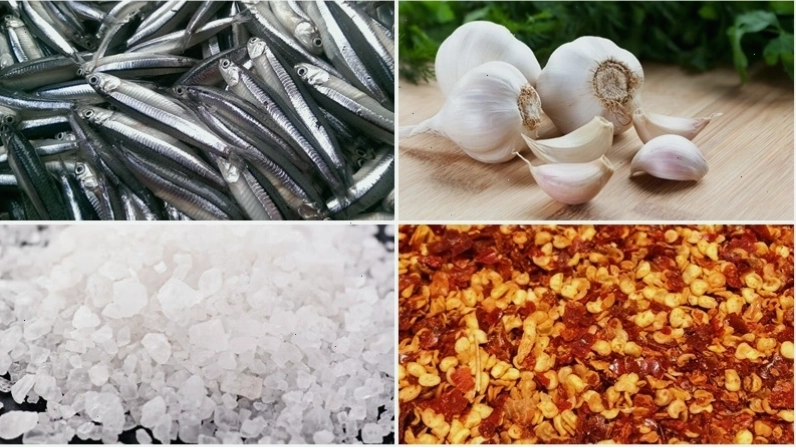 Nguyên liệu chuẩn bị làm mắm cá cơm tại nhà