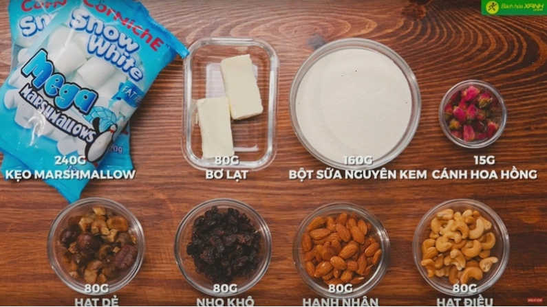 Nguyên liệu đa dạng cho món kẹo nougat hấp dẫn