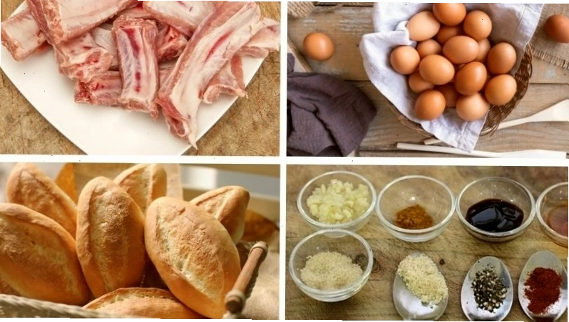 Nguyên liệu làm bánh mì chảo sườn kho