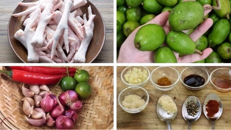 Nguyên liệu làm chân gà sốt Thái chua cay