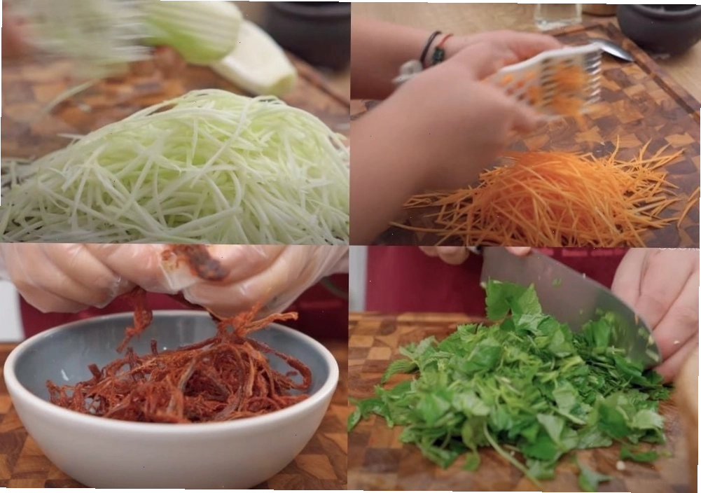 Nguyên liệu làm nộm đu đủ bò khô