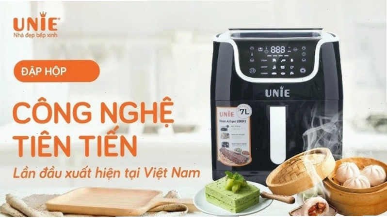 Nồi chiên hơi nước Unie làm bánh sắn