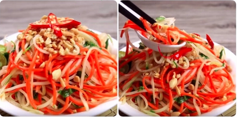 Nộm đu đủ bắp cải tím với màu sắc bắt mắt
