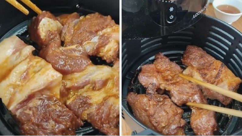 Nướng thịt xá xíu bằng nồi chiên không dầu