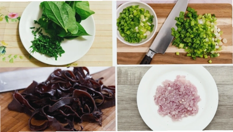 Sơ chế các nguyên liệu cho món chả lá lốt