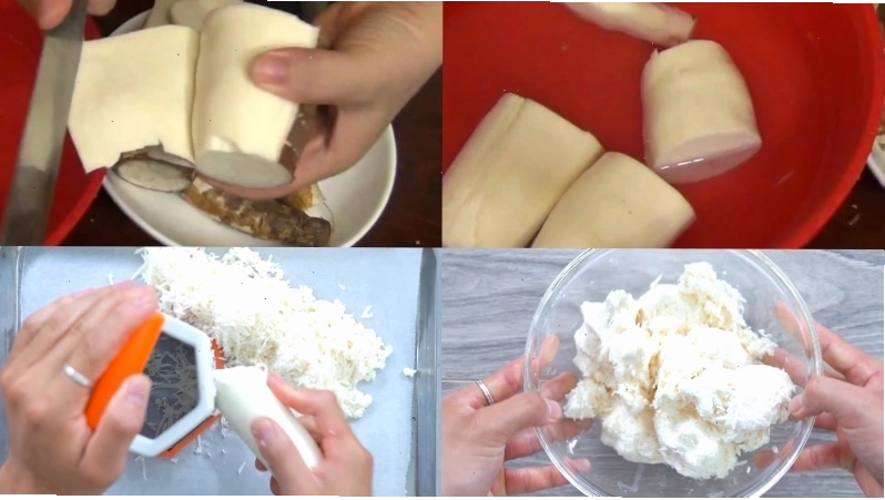 Sơ chế sắn nguyên liệu làm bánh