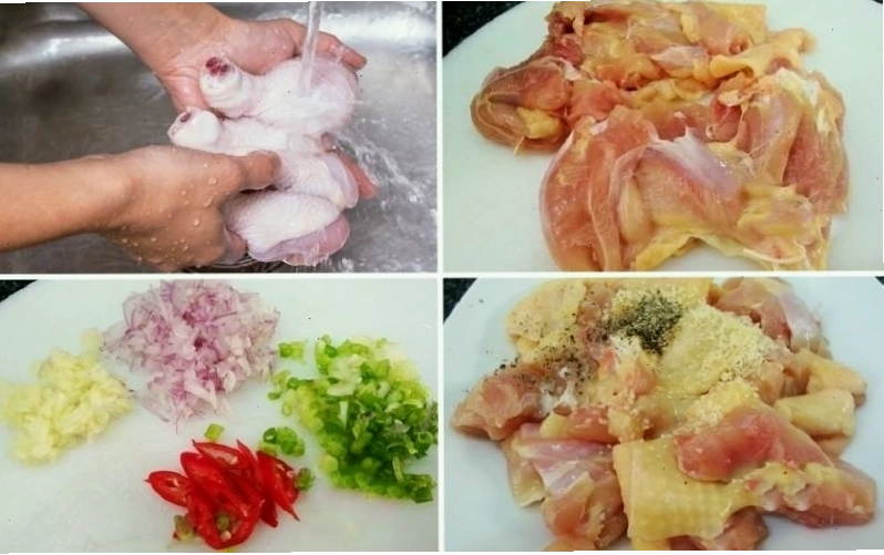 Sơ chế thịt gà và các loại rau củ