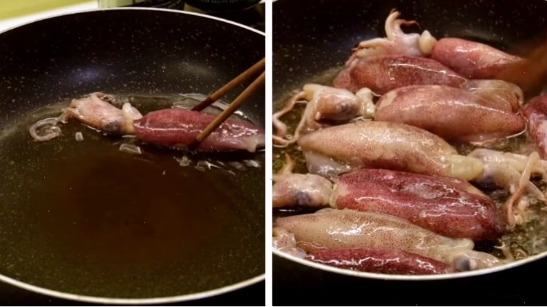 Sơ chế và áp chảo mực để giữ độ giòn ngon
