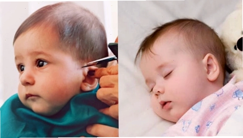 Tóc tỉa hai bên gọn gàng cho bé trai sơ sinh