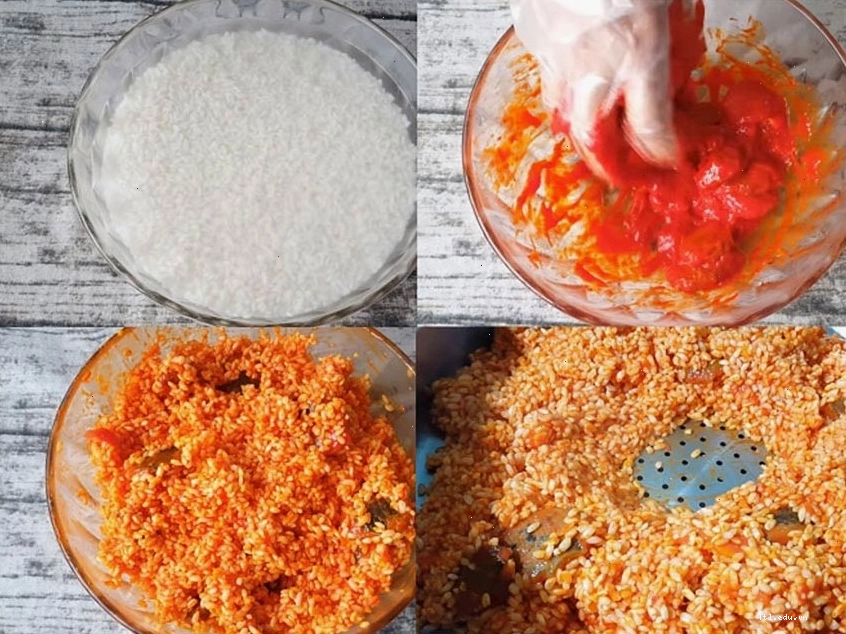 Trộn gấc vào xôi