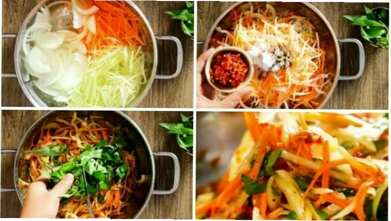 Trộn gỏi đu đủ ăn kèm cơm gà