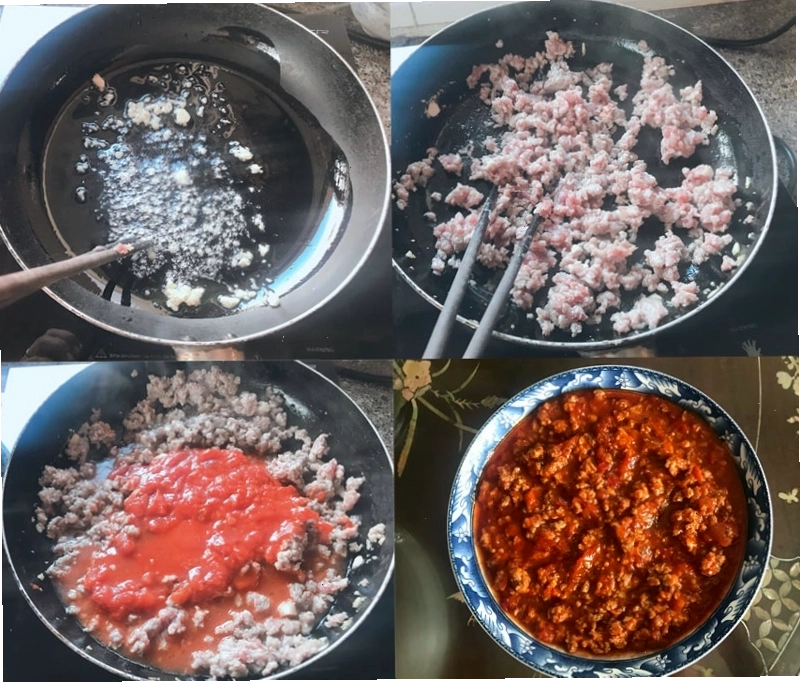 Trộn mì Spaghetti với sốt bò bằm
