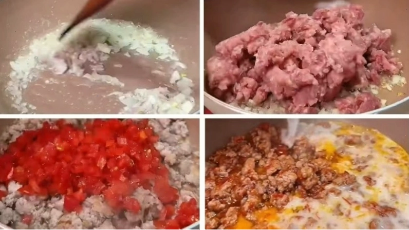 Xào sốt thịt bò cà chua cho mì Ý