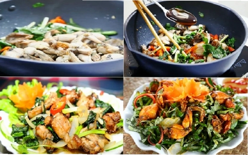 Xào thịt ếch cùng các nguyên liệu
