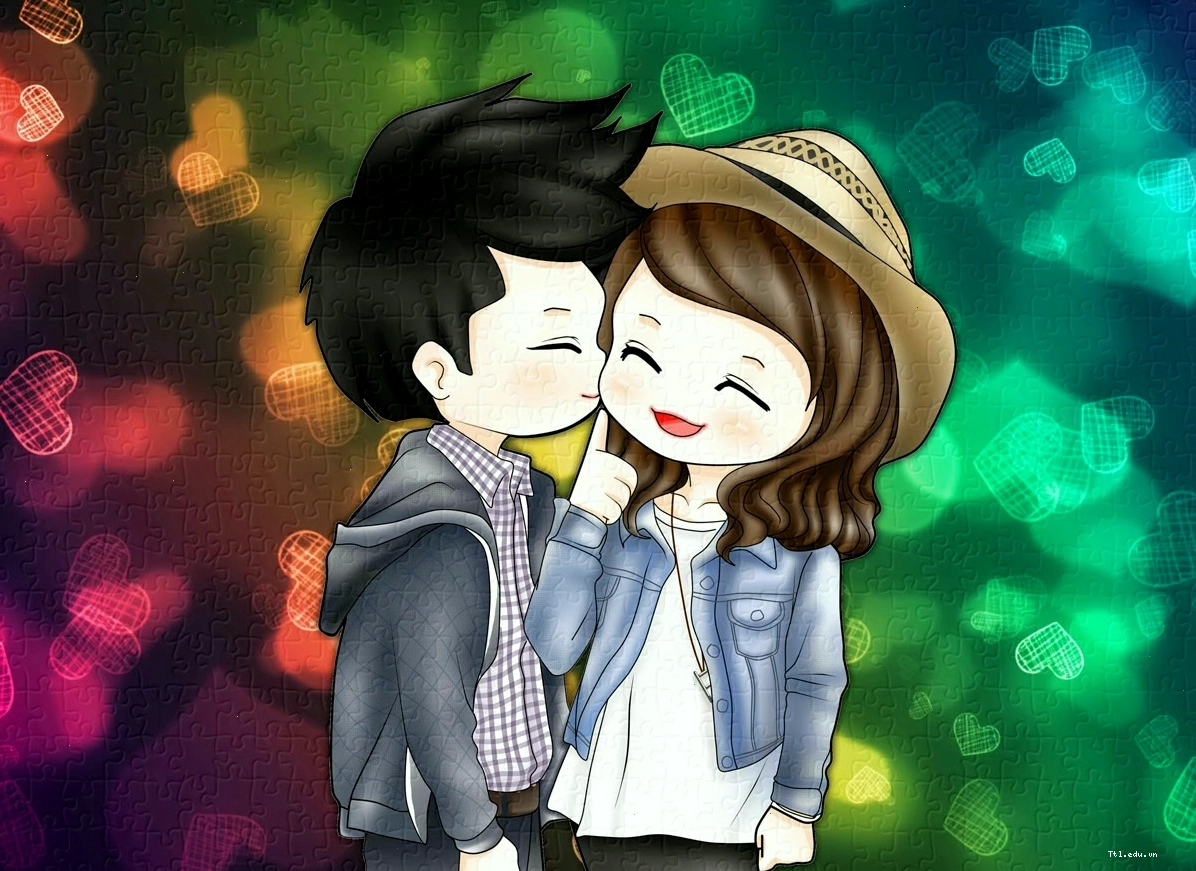 Ảnh chibi bạn nam thơm má bạn gái cực cute