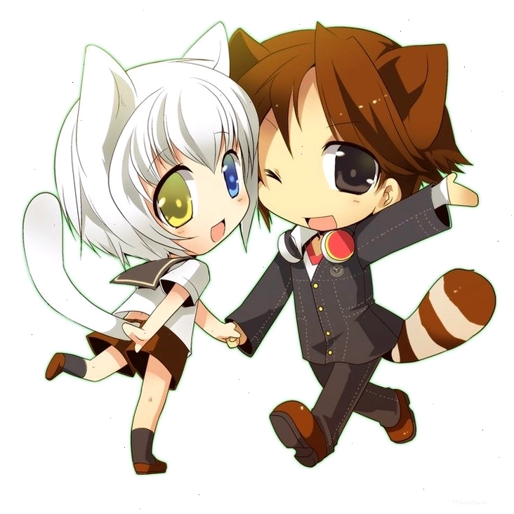 Ảnh chibi cặp đôi cosplay cáo và chồn đáng yêu